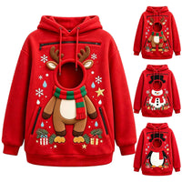 Pet pocket Christmas hoodie in Reindeer, Snowman and Penguin designs