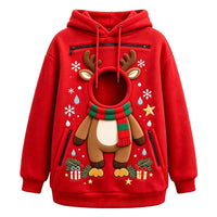 Reindeer design pet pocket hoodie, front